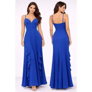 Sweet Storm Evening Dress Maxi Dress Women M Blue Ruffle Elegant Party NWT